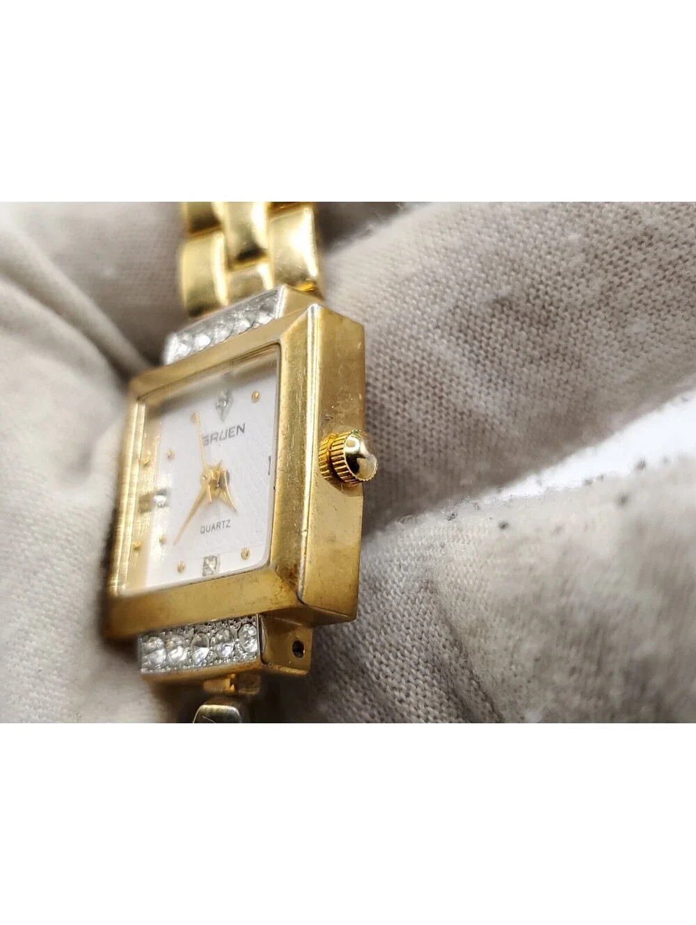 Gruen GR7984 Watch Women 20mm New Battery Reversible Band Gold And Two-Tone
